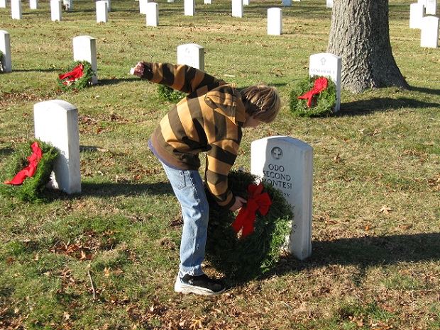 Placing a Wreath at Long Island National Cemetery