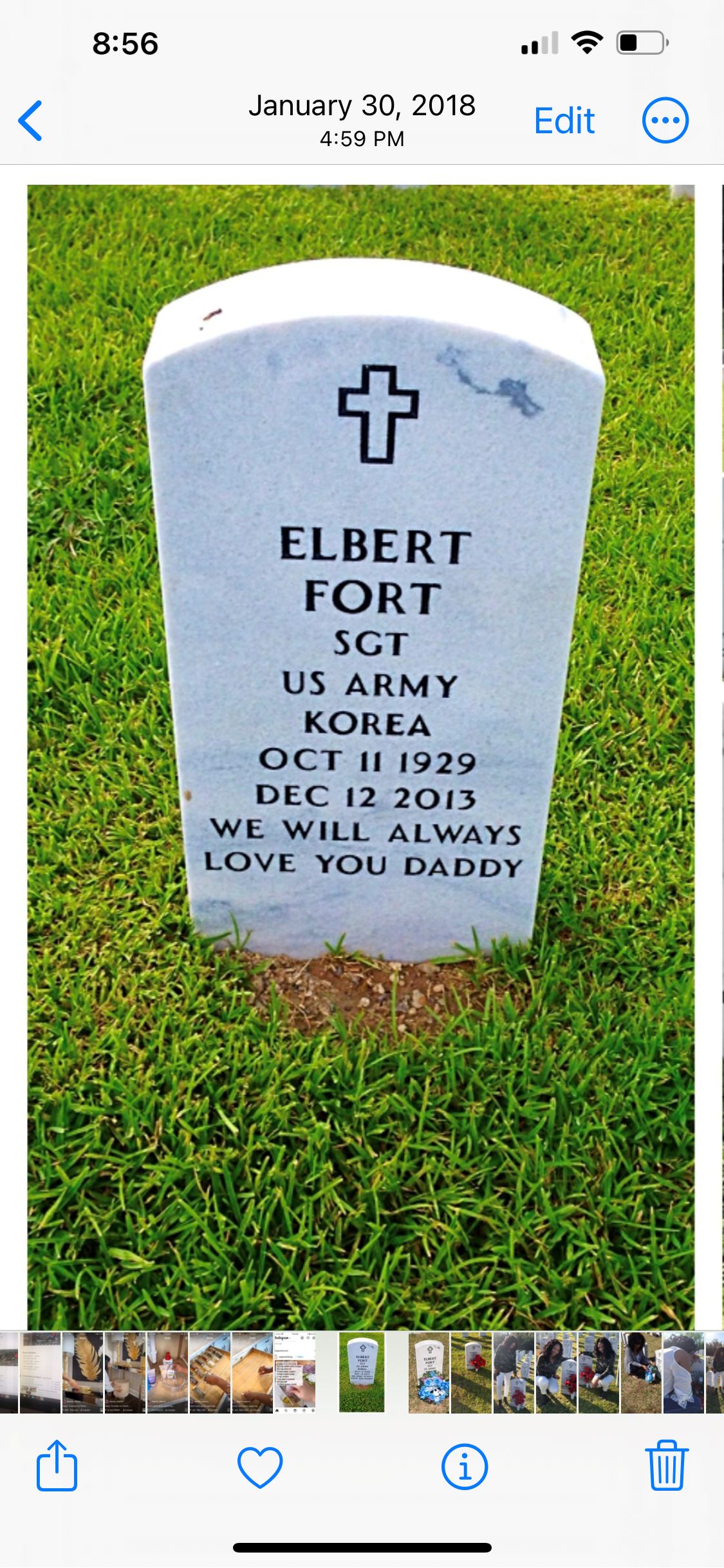 <i class="material-icons" data-template="memories-icon">card_giftcard</i><br/>Elbert Fort, Army<br/><div class='remember-wall-long-description'>No matter how old I get
or how long you're gone,
I hear you, Daddy,
up in heaven
through the love
in my heart</div><a class='btn btn-primary btn-sm mt-2 remember-wall-toggle-long-description' onclick='initRememberWallToggleLongDescriptionBtn(this)'>Learn more</a>