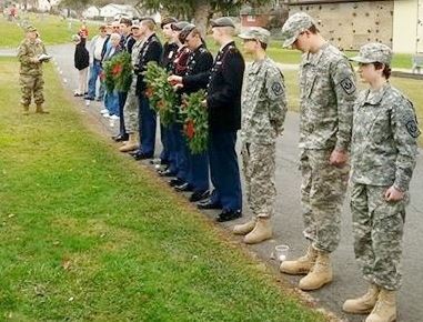 In 2015 Major (R) William Meador emceed High Lawn's ceremony and lead cadets from the Fayette Institute of Technology JROTC in laying our wreaths.