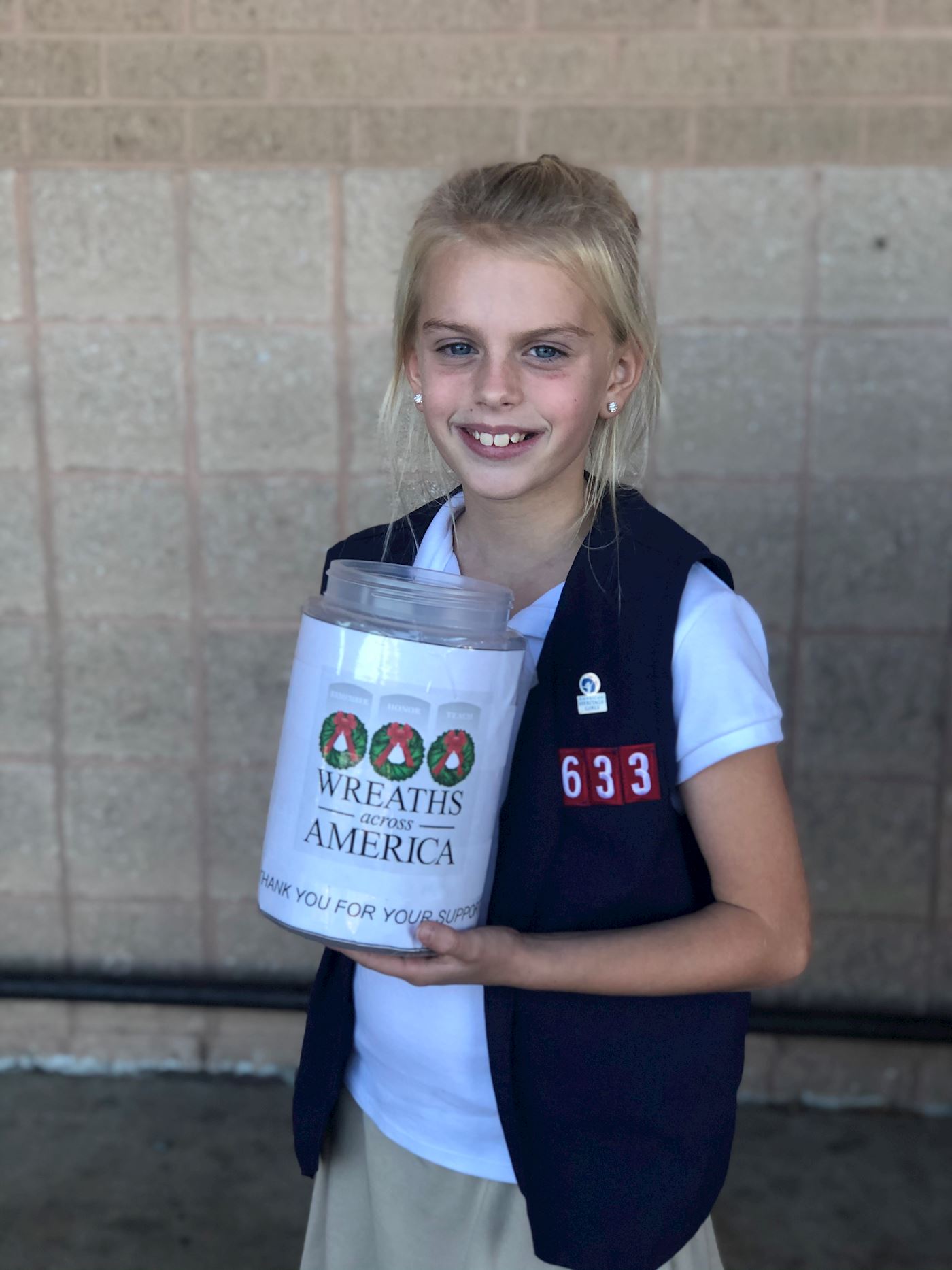 Audrey is continuing to support Wreaths Across America by collecting donations in 2019