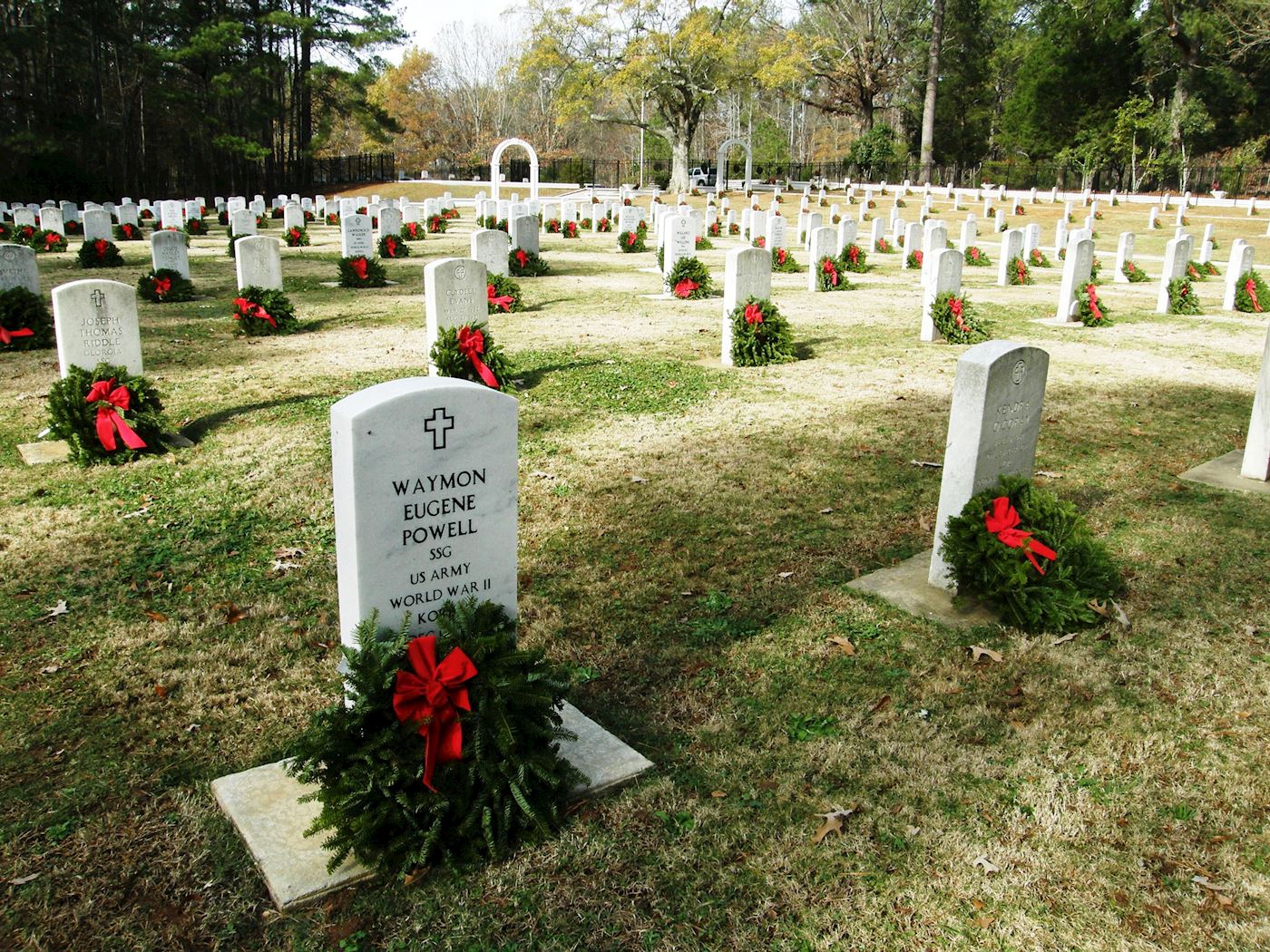 The Fort McClellan (Ala.) Military Cemetery following a Wreaths Across America Wreath Laying Ceremony.