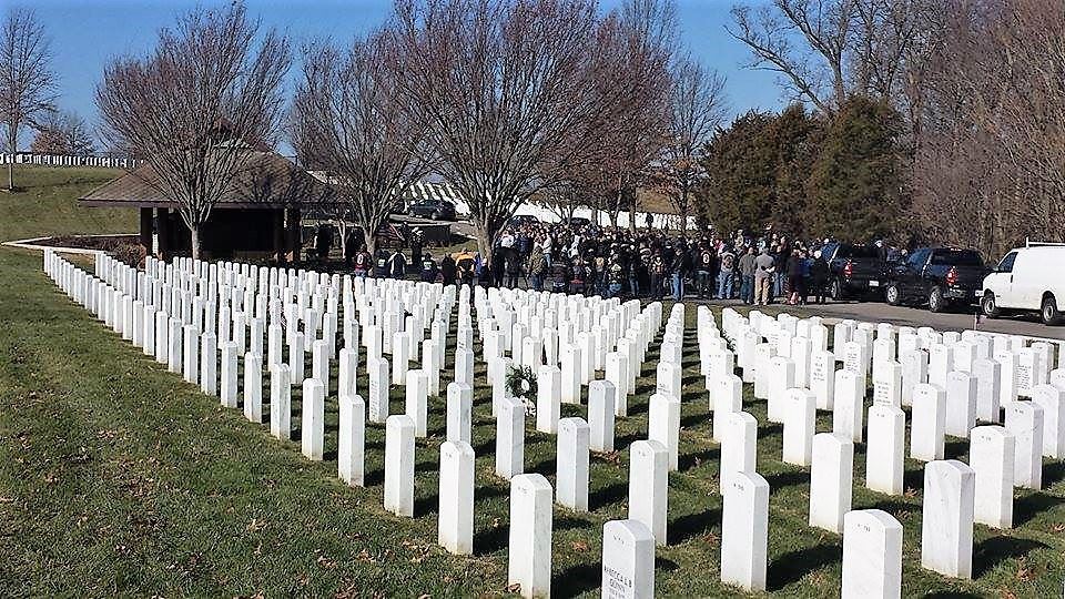 In 2017 we had over 200 volunteers and the largest crowd in the history of Wreaths Across America Day at Camp Nelson National Cemetery.