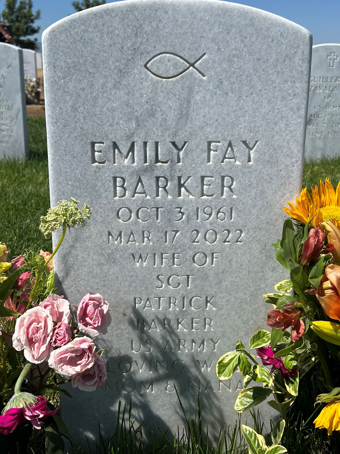 <i class="material-icons" data-template="memories-icon">message</i><br/>Emily Barker<br/>Born 10/3/1961<br/>Passed on 3/17/2022<br/>Posted by: Samantha K.<br/><div class='remember-wall-long-description'>
  Emily will always remain in our hearts</div><a class='btn btn-primary btn-sm mt-2 remember-wall-toggle-long-description' onclick='initRememberWallToggleLongDescriptionBtn(this)'>Learn more</a>