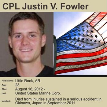 <i class="material-icons" data-template="memories-icon">stars</i><br/>Justin  Fowler, Marine Corps<br/><div class='remember-wall-long-description'>In honor of Marine CPL Justin Fowler. Always Loved. Always Remembered.
Love, Bonnie Jo and Bailey</div><a class='btn btn-primary btn-sm mt-2 remember-wall-toggle-long-description' onclick='initRememberWallToggleLongDescriptionBtn(this)'>Learn more</a>