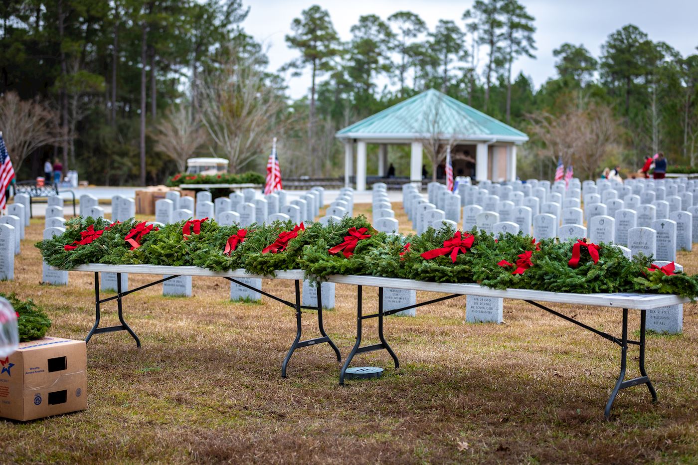 Preparation for wreath laying