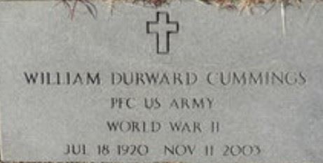 <i class="material-icons" data-template="memories-icon">account_balance</i><br/>William Durward  Cummings<br/><div class='remember-wall-long-description'>William Durward "Bill" Cummings - Private First Class - United States Army - World War II - July 18, 1920 - November 11, 2003</div><a class='btn btn-primary btn-sm mt-2 remember-wall-toggle-long-description' onclick='initRememberWallToggleLongDescriptionBtn(this)'>Learn more</a>