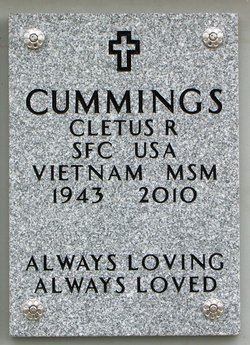 <i class="material-icons" data-template="memories-icon">cloud</i><br/>CLETUS CUMMINGS, Army<br/><div class='remember-wall-long-description'>
  Dad, your love and support continues to be missed in all of our lives every minute of every day. Although we were blessed with the best memories to cherish always there is always a missing piece without you here with us. Love you thru the bright shining stars, to the moon and back for always, Your loving daughter and family, Cynthia, Brian, Brandon & Jessica</div><a class='btn btn-primary btn-sm mt-2 remember-wall-toggle-long-description' onclick='initRememberWallToggleLongDescriptionBtn(this)'>Learn more</a>