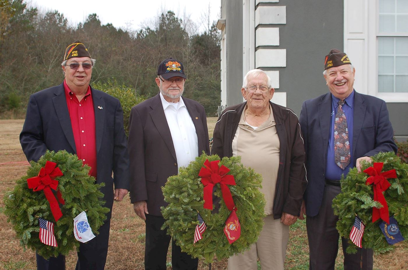 We lost our Post Commander (far left) in June, a Vietnam Veteran. This year he will be honored & remembered with a veterans wreath.  We love you Commander 'Mac'.
