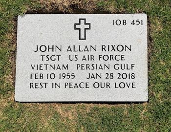 <i class="material-icons" data-template="memories-icon">cloud</i><br/>John  Rixon, Air Force<br/><div class='remember-wall-long-description'>In memory of Joh Allan Rixon. From the Sams Family.</div><a class='btn btn-primary btn-sm mt-2 remember-wall-toggle-long-description' onclick='initRememberWallToggleLongDescriptionBtn(this)'>Learn more</a>