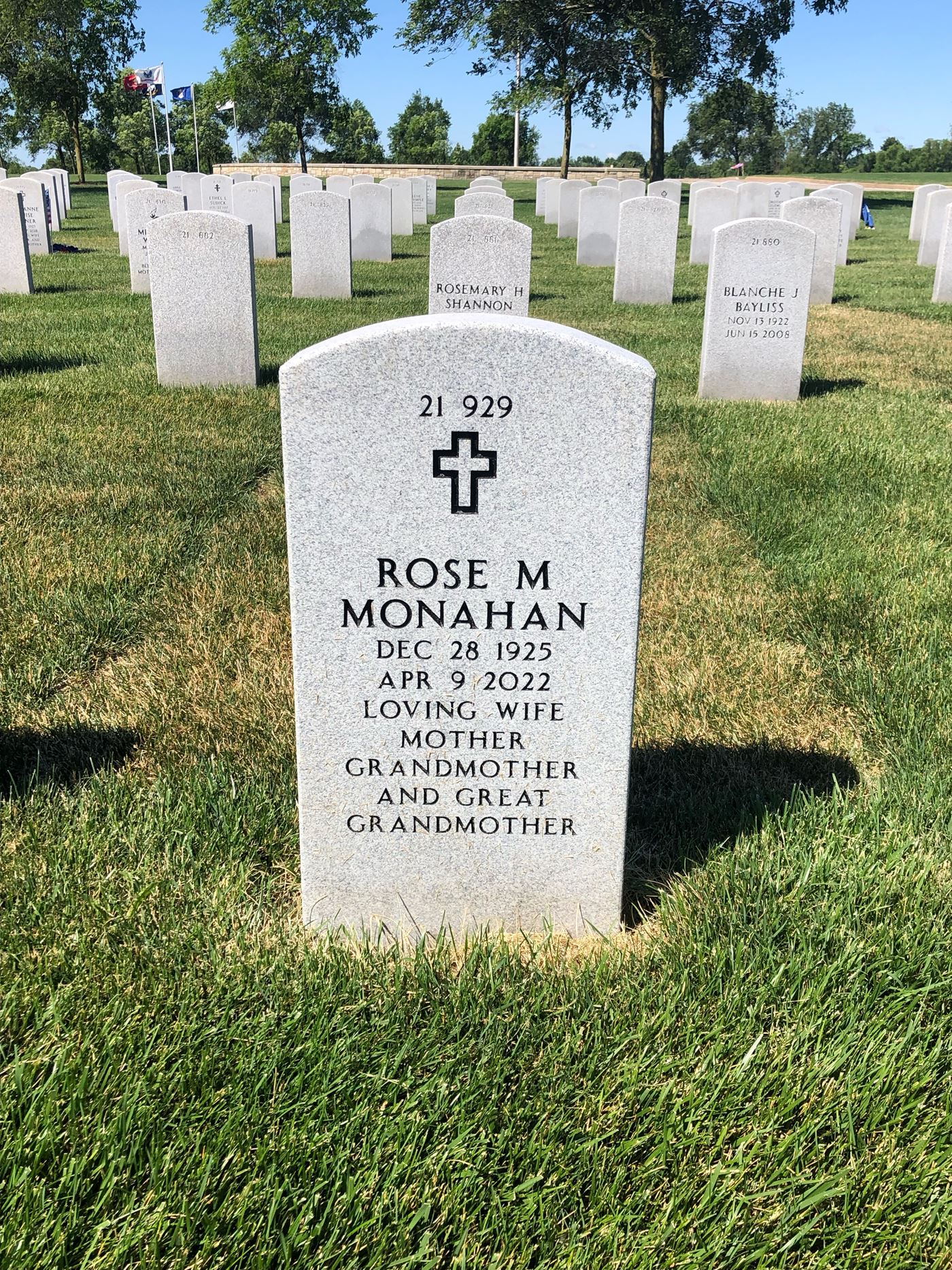 <i class="material-icons" data-template="memories-icon">account_balance</i><br/>Rose Monahan, Army<br/><div class='remember-wall-long-description'>In memory of our Mother, Rose Monahan, who
Passed away in April, 2022 and is buried with
our Father, John Monahan - Army Veteran
Rest In Peace.</div><a class='btn btn-primary btn-sm mt-2 remember-wall-toggle-long-description' onclick='initRememberWallToggleLongDescriptionBtn(this)'>Learn more</a>