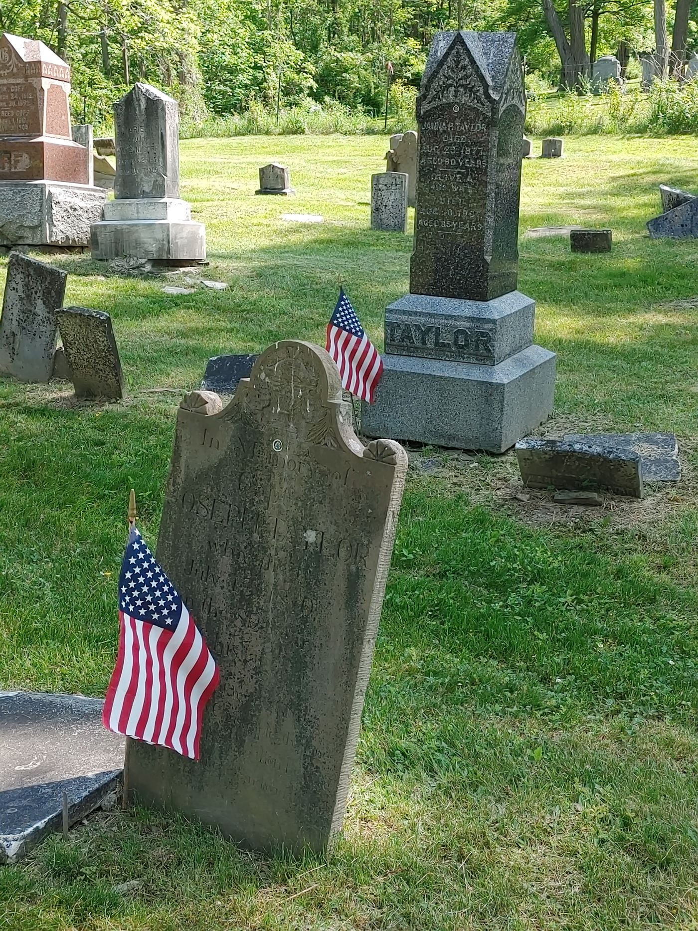 Veteran graves at Vincent Hill Cemetery, Bristol NY, Spring 2023