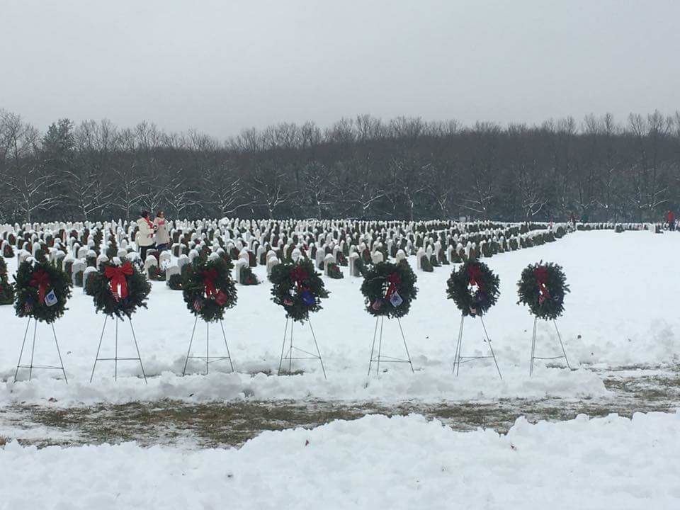 Over 4000 wreaths were placed in Honor and in Remembrance of over 8000 Fallen Veterans at the State Veterans Cemetery in Middletown on national Wreaths Across America Day December 17, 2016