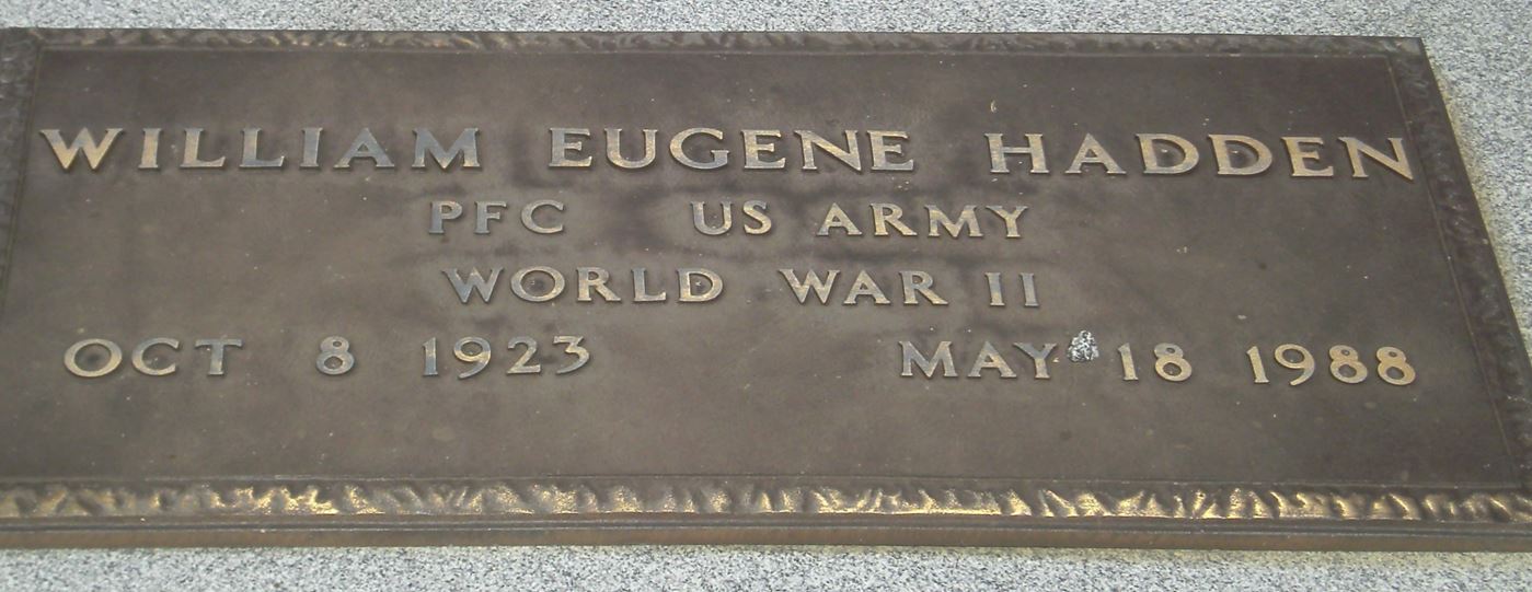 <i class="material-icons" data-template="memories-icon">chat_bubble</i><br/>William Eugene Hadden<br/><div class='remember-wall-long-description'>William Eugene Hadden - Private First Class - United States Army - World War II - October 8, 1923 - May 18, 1988</div><a class='btn btn-primary btn-sm mt-2 remember-wall-toggle-long-description' onclick='initRememberWallToggleLongDescriptionBtn(this)'>Learn more</a>