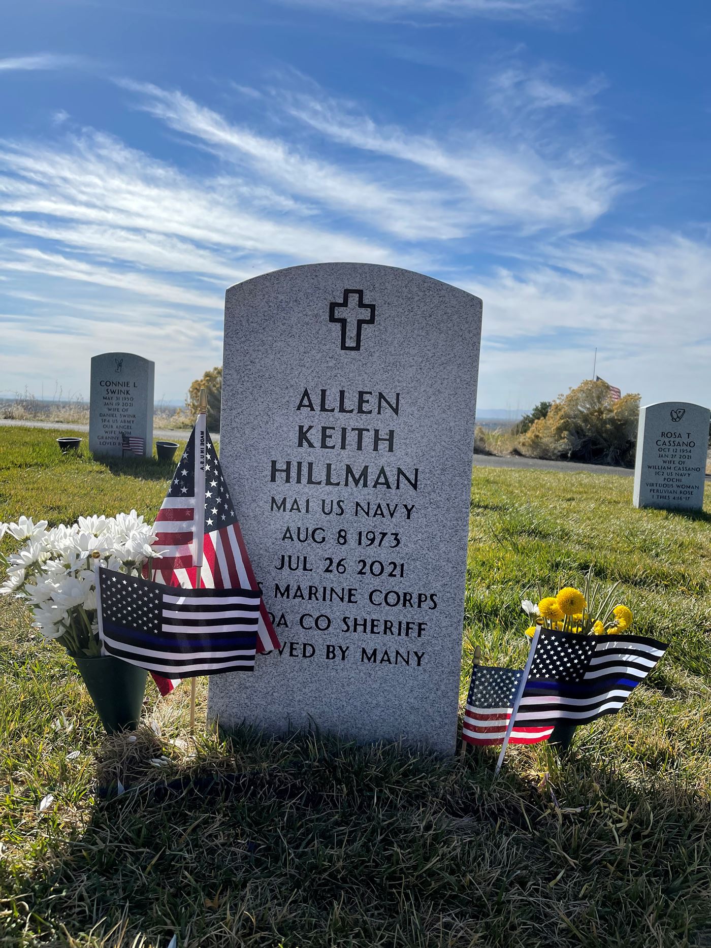 <i class="material-icons" data-template="memories-icon">cloud</i><br/>Allen  Hillman, Navy<br/><div class='remember-wall-long-description'>
  We love you and miss you more than words can say!</div><a class='btn btn-primary btn-sm mt-2 remember-wall-toggle-long-description' onclick='initRememberWallToggleLongDescriptionBtn(this)'>Learn more</a>