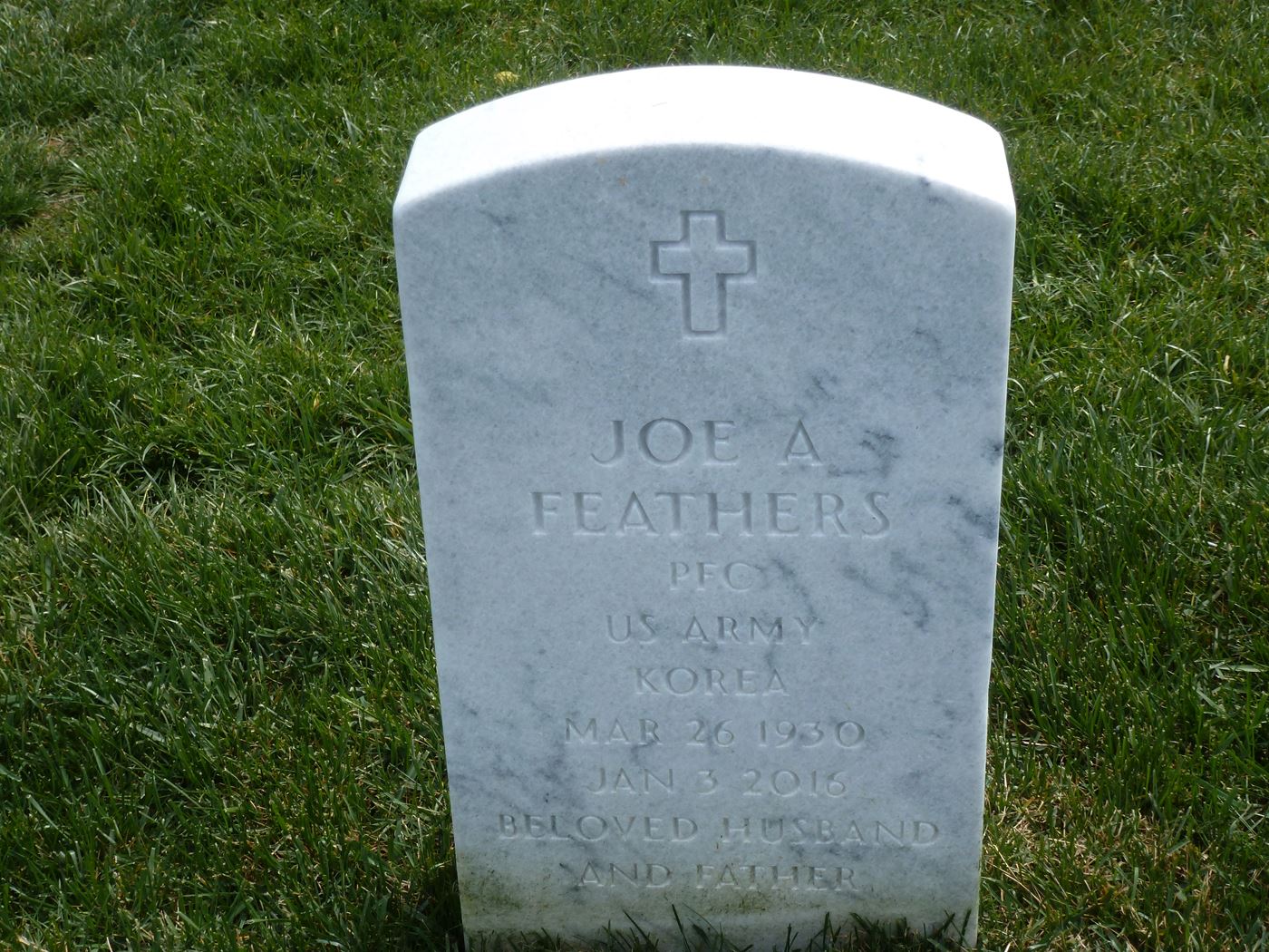 <i class="material-icons" data-template="memories-icon">stars</i><br/>Joe Feathers , Army, PFC<br/>Born 3/26/1930<br/>Passed on 1/3/2016<br/>Posted by: Claudia R.<br/><div class='remember-wall-long-description'>Joseph Arthur Feathers</div><a class='btn btn-primary btn-sm mt-2 remember-wall-toggle-long-description' onclick='initRememberWallToggleLongDescriptionBtn(this)'>Learn more</a>