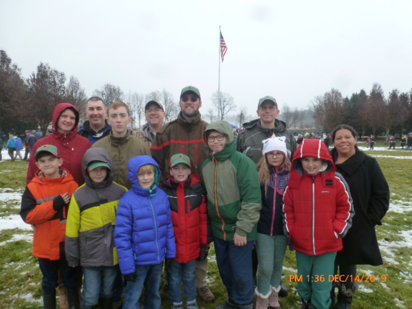 Several members of Troop 7 gather to honor the fallen at Saratoga National Cemetery in Dec 2019.