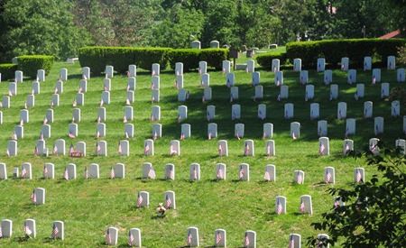 This is the Soldier's Lot at Southgate's Evergreen Cemetery in the spring.  Here are where Veterans from at least 5 of America's wars are buried including the Spanish American, World War I, World War II, Korea, and Vietnam.  This is where we will be placi
