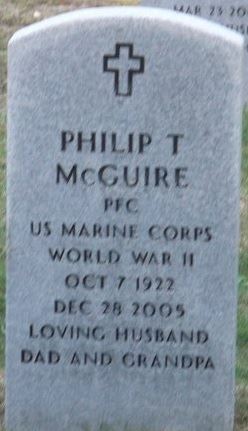 <i class="material-icons" data-template="memories-icon">stars</i><br/>PHILIP T.  MC GUIRE, Marine Corps, WORLD WAR 11<br/>Born 10/7/1922<br/>Passed on 12/28/2005<br/><div class='remember-wall-long-description'>
  Philip T McGuire ---- Thank you for your service.</div><a class='btn btn-primary btn-sm mt-2 remember-wall-toggle-long-description' onclick='initRememberWallToggleLongDescriptionBtn(this)'>Learn more</a>