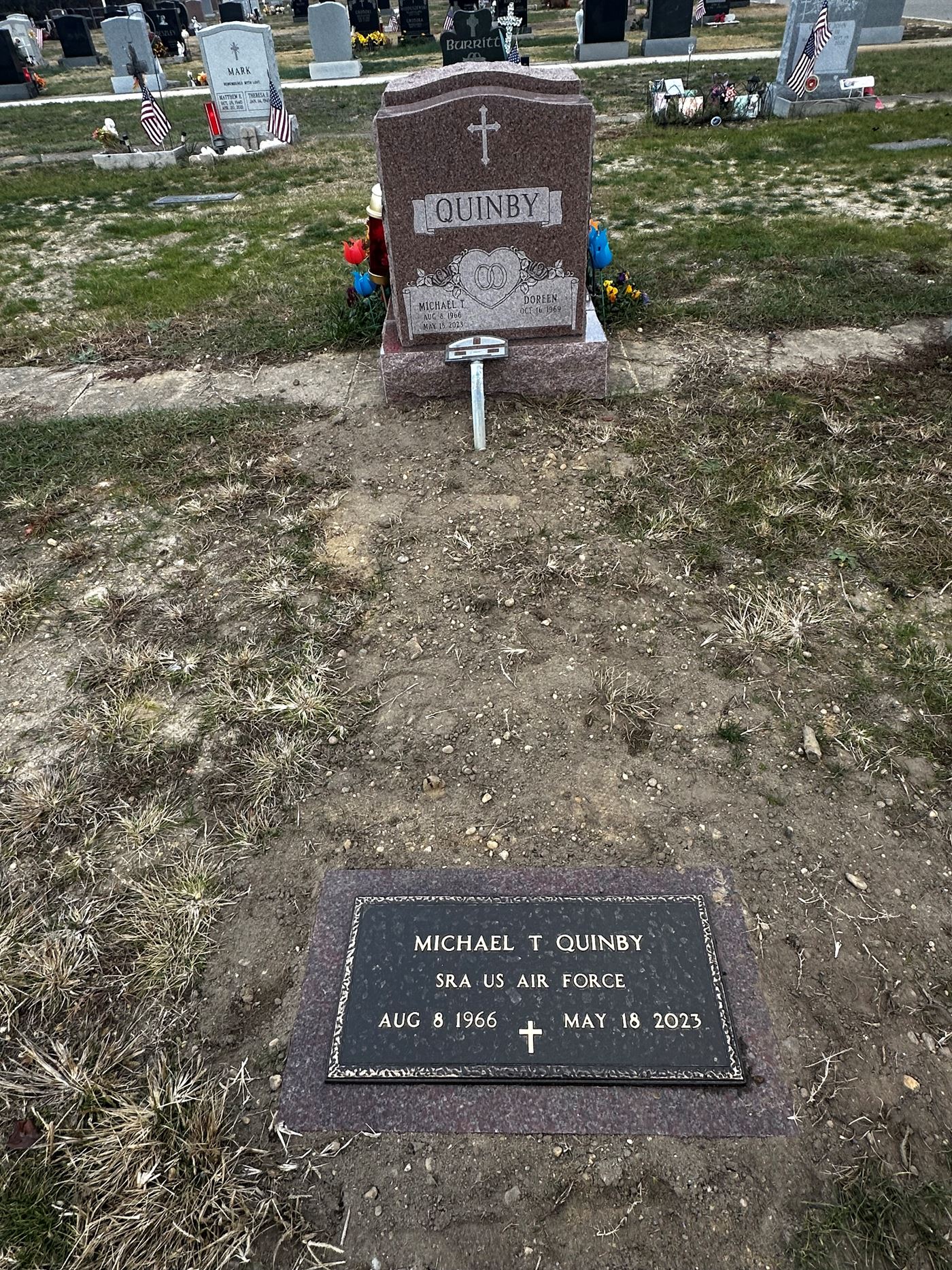 <i class="material-icons" data-template="memories-icon">account_balance</i><br/>Michael Quinby, Air Force<br/>Passed on 5/18/2023<br/><div class='remember-wall-long-description'>We love and miss you, Mike. Family get togethers are just not the same without you. Watch over, guide and protect us until we meet again?</div><a class='btn btn-primary btn-sm mt-2 remember-wall-toggle-long-description' onclick='initRememberWallToggleLongDescriptionBtn(this)'>Learn more</a>