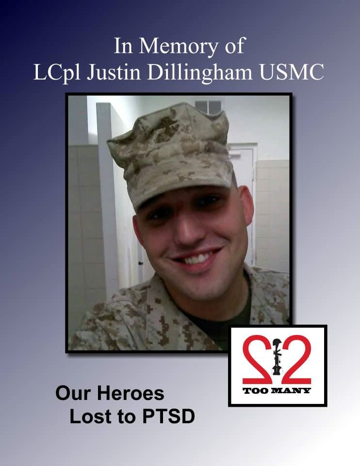 <i class="material-icons" data-template="memories-icon">cloud</i><br/>Justin Lee  Dillingham<br/><div class='remember-wall-long-description'>22 Too Many - In Memory of
LCpl Justin Lee Dillingham, USMC
8/4/87-8/17/13
USMC 2008-2012 Operation Enduring Freedom - He loved his family, extended family and Marine brothers without condition.</div><a class='btn btn-primary btn-sm mt-2 remember-wall-toggle-long-description' onclick='initRememberWallToggleLongDescriptionBtn(this)'>Learn more</a>