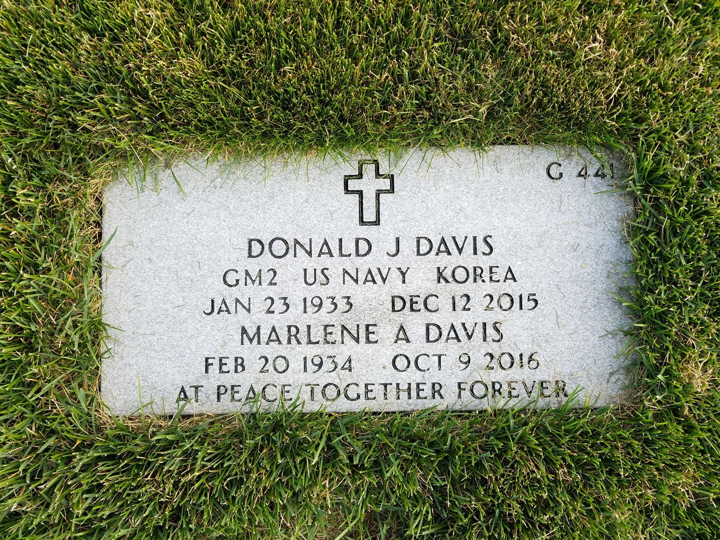 <i class="material-icons" data-template="memories-icon">message</i><br/>Donald and Marlene Davis, Navy, GM2<br/>Born 1/23/1933<br/>Passed on 12/12/2015<br/>Posted by: Jon D.<br/><div class='remember-wall-long-description'>Merry Christmas Mom & Dad. Thank you for all you've given us.</div><a class='btn btn-primary btn-sm mt-2 remember-wall-toggle-long-description' onclick='initRememberWallToggleLongDescriptionBtn(this)'>Learn more</a>