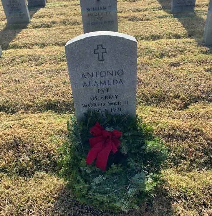 <i class="material-icons" data-template="memories-icon">chat_bubble</i><br/>Alameda, Antonio, Army, PVT<br/>Born 8/5/1921<br/>Passed on 3/22/2005<br/>Posted by: Scates Family<br/><div class='remember-wall-long-description'>Thank you for remembering and honoring our family.</div><a class='btn btn-primary btn-sm mt-2 remember-wall-toggle-long-description' onclick='initRememberWallToggleLongDescriptionBtn(this)'>Learn more</a>