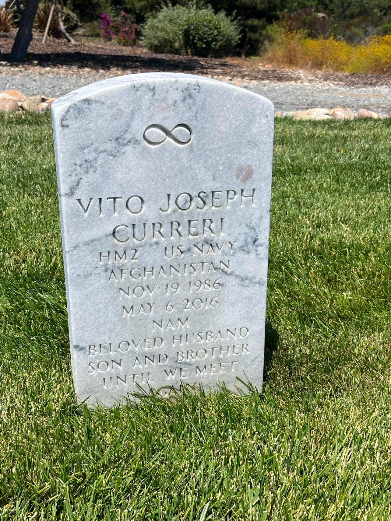 <i class="material-icons" data-template="memories-icon">message</i><br/>Vito Curreri, Navy<br/><div class='remember-wall-long-description'>To my one and only true love, Vito.
Forever loved, forever missed. 
Love, Mom</div><a class='btn btn-primary btn-sm mt-2 remember-wall-toggle-long-description' onclick='initRememberWallToggleLongDescriptionBtn(this)'>Learn more</a>