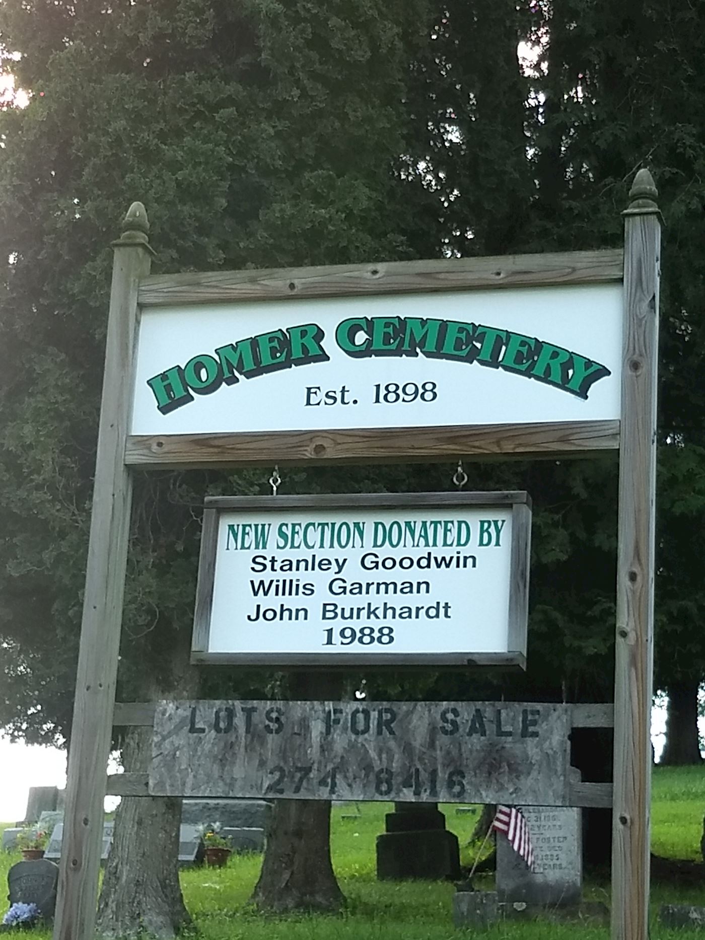 Homer Cemetery (also refered to as Inez Cemetery) contains 33 veteran graves.  The cemetery is located on Heith Road in Inez, where Dutch Hill Road crosses Hwy 872.