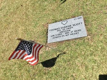 <i class="material-icons" data-template="memories-icon">account_balance</i><br/>Thomas Scott, Army<br/><div class='remember-wall-long-description'>
  In memory of Thomas "Gene" Scott. We love you and miss you.

 “Always be true so there will be those who will trust you, be strong for there is much to suffer, be brave for there is much to dare.” - Gene Scott</div><a class='btn btn-primary btn-sm mt-2 remember-wall-toggle-long-description' onclick='initRememberWallToggleLongDescriptionBtn(this)'>Learn more</a>