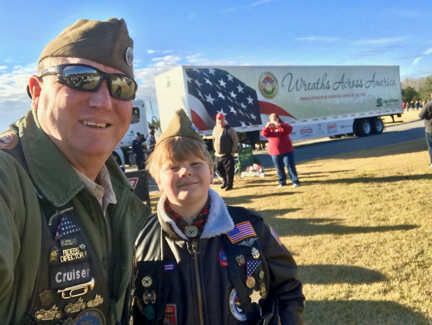 The truck has arrived!!!  Jim and Conner Steele, Troop 522