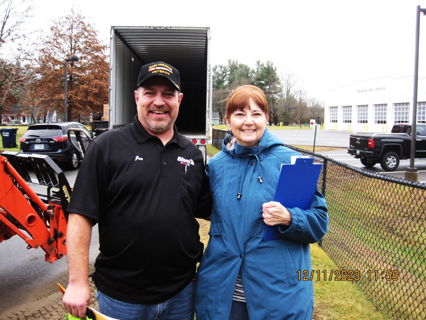 Joe Nichols from Bison Trucking with Joanne Soucy (Location Co-Coordinator)<br>