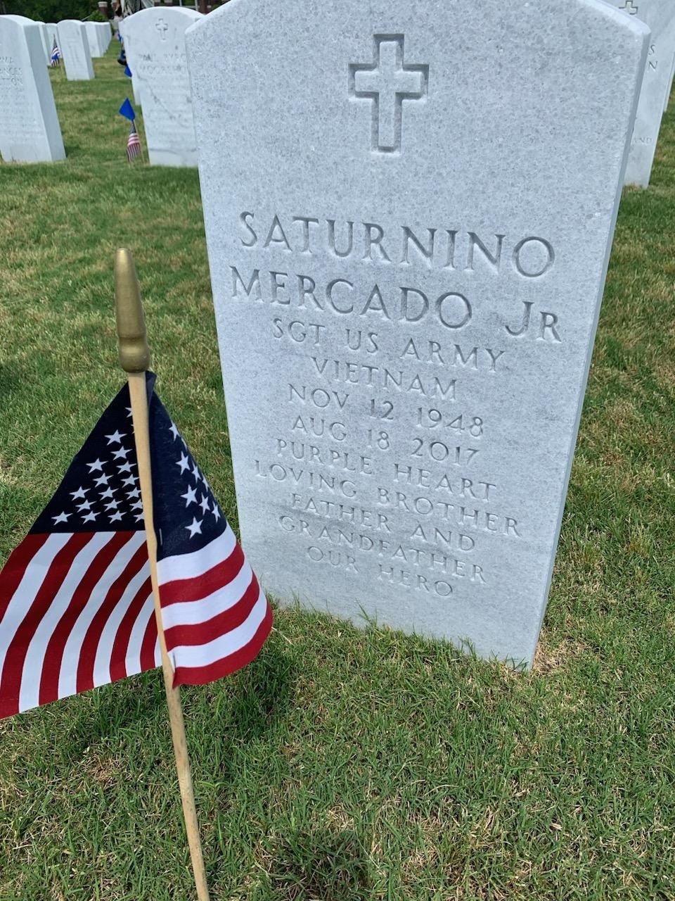 <i class="material-icons" data-template="memories-icon">account_balance</i><br/>Saturnino Mercado, Army<br/><div class='remember-wall-long-description'>My big brother, Saturnino Mercado. You loved this country and served with pride.  I granted your wish to rest with your brothers and sisters in combat. I miss you dearly. Love, your little sister.</div><a class='btn btn-primary btn-sm mt-2 remember-wall-toggle-long-description' onclick='initRememberWallToggleLongDescriptionBtn(this)'>Learn more</a>