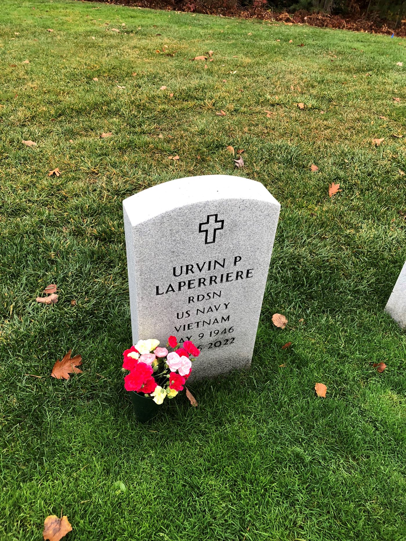 <i class="material-icons" data-template="memories-icon">message</i><br/>Urvin  Laperriere , Navy<br/>Posted by: Kathleen Laperriere <br/><div class='remember-wall-long-description'>In loving memory  
You are dearly missed
Love wife and children</div><a class='btn btn-primary btn-sm mt-2 remember-wall-toggle-long-description' onclick='initRememberWallToggleLongDescriptionBtn(this)'>Learn more</a>