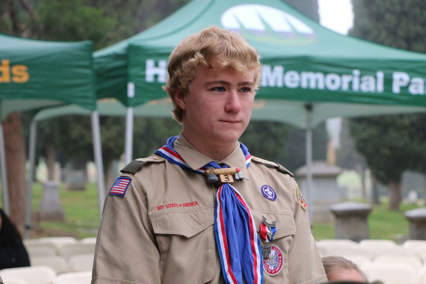 Derek W. Cranfill completed his Eagle Scout Project at Hillside Memorial Park. His efforts and that of his volunteer group aided the cemetery in identifying the location of over 1,200 veteran graves. Derek directed and coordinated the volunteer groups  that would canvas the entire cemetery grounds looking for branch of service on markers and logging data found on markers via an app.