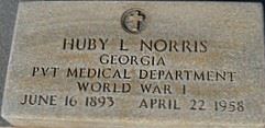 <i class="material-icons" data-template="memories-icon">cloud</i><br/>Huby L. Norris<br/><div class='remember-wall-long-description'>Huby L. Norris - Private - Medical Department - World War I - June 16th, 1893 - April 22nd, 1958</div><a class='btn btn-primary btn-sm mt-2 remember-wall-toggle-long-description' onclick='initRememberWallToggleLongDescriptionBtn(this)'>Learn more</a>