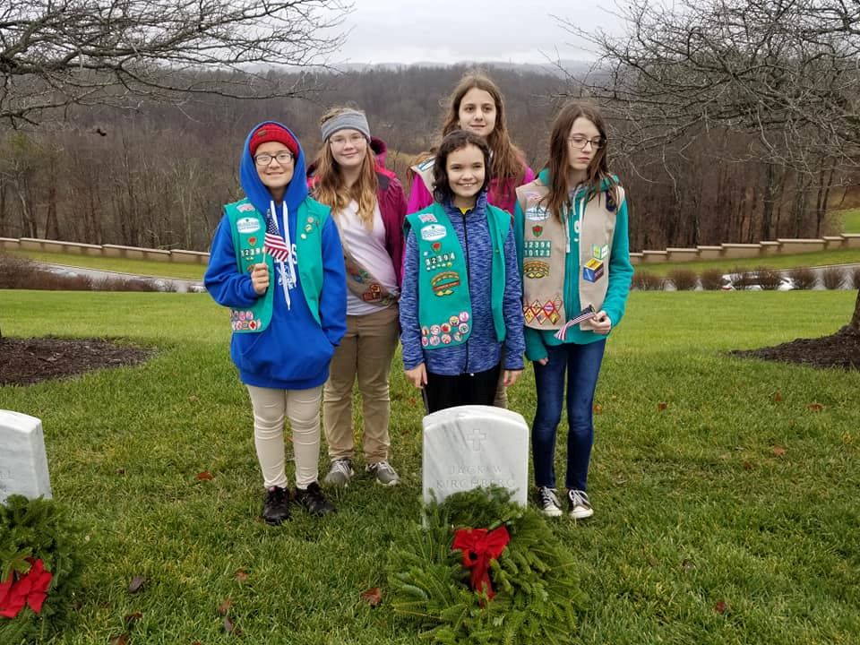 Gilmer Co Girl Scouts came to support the Wreath Laying with their Girl Scout sister Kendra in 2018