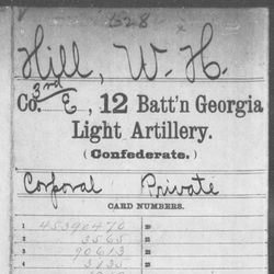 <i class="material-icons" data-template="memories-icon">chat_bubble</i><br/>William H. Hill<br/><div class='remember-wall-long-description'>William H. Hill Corporal/Private Co. E, 12th Battalion GA Light Infantry Confederate States of America January 27th, 1832 - October 17th, 1863</div><a class='btn btn-primary btn-sm mt-2 remember-wall-toggle-long-description' onclick='initRememberWallToggleLongDescriptionBtn(this)'>Learn more</a>