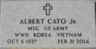 <i class="material-icons" data-template="memories-icon">account_balance</i><br/>Albert Cato Jr.<br/><div class='remember-wall-long-description'>Albert "Bud" Cato Jr. - Master Sergeant - United States Army - World War II, Korea, Vietnam - Retired after 21 years of service;
  October 6, 1927 – February 21, 2014</div><a class='btn btn-primary btn-sm mt-2 remember-wall-toggle-long-description' onclick='initRememberWallToggleLongDescriptionBtn(this)'>Learn more</a>