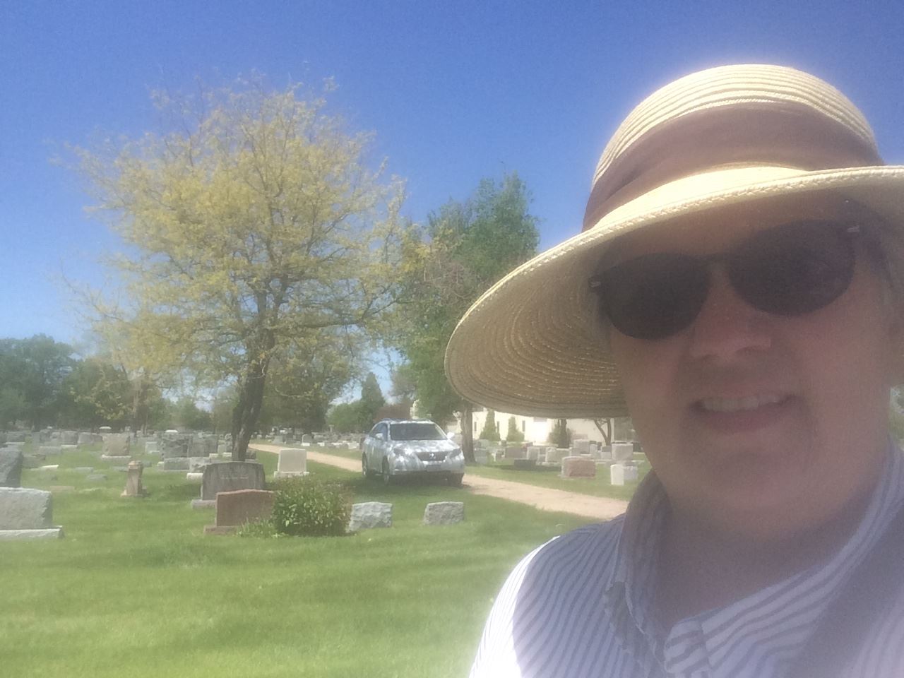 Walking Linn Grove Cemetery documenting Veterans graves for Wreaths Across America in June, 2016
