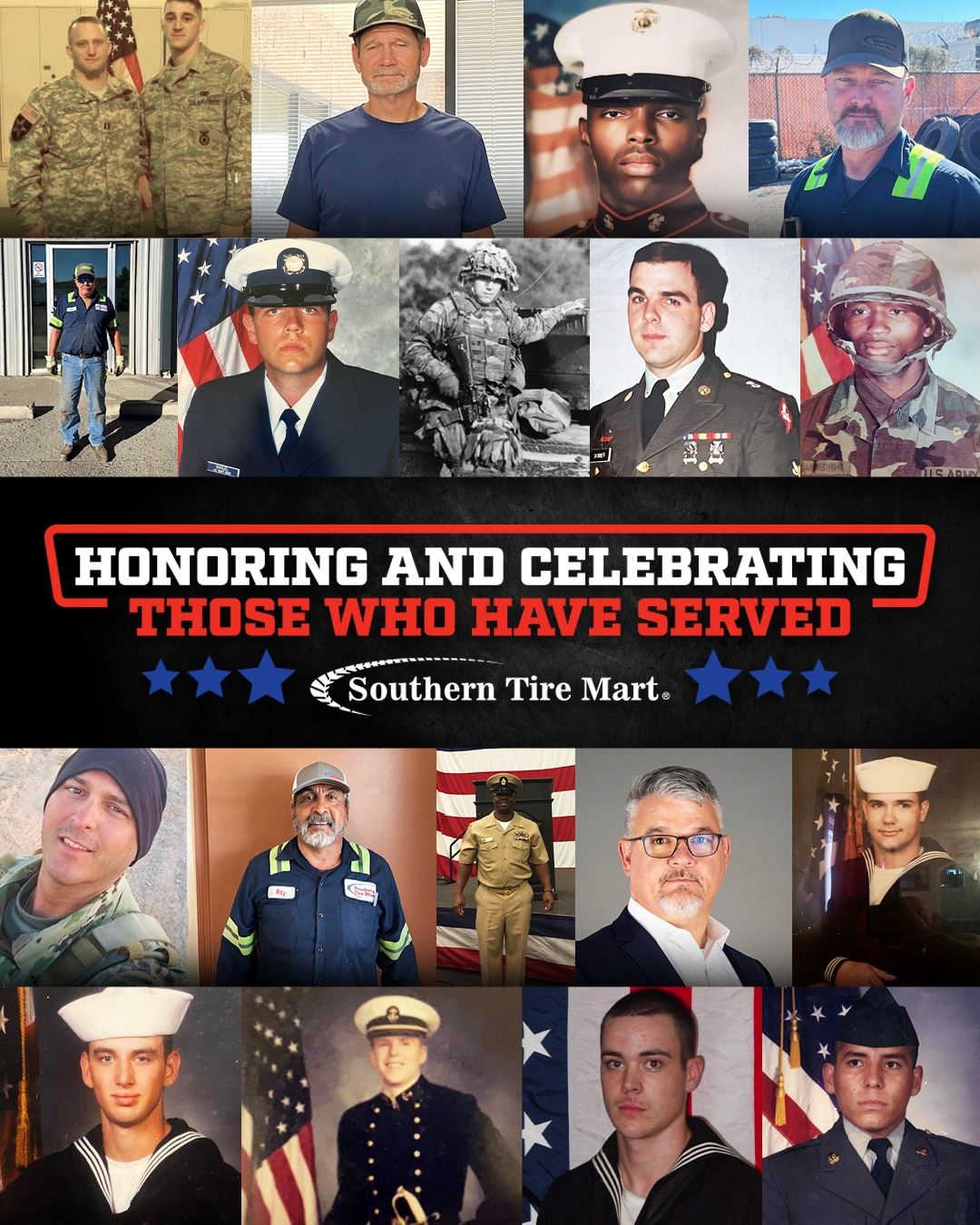 <i class="material-icons" data-template="memories-icon">chat_bubble</i><br/><br/><div class='remember-wall-long-description'>We'd like to show our appreciation to the veterans who help make Southern Tire Mart a success.Today and every day, we thank you for your service!</div><a class='btn btn-primary btn-sm mt-2 remember-wall-toggle-long-description' onclick='initRememberWallToggleLongDescriptionBtn(this)'>Learn more</a>