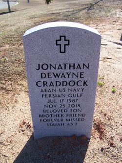 <i class="material-icons" data-template="memories-icon">account_balance</i><br/>Jonathan Craddock, Navy<br/><div class='remember-wall-long-description'>Jonathan Dewayne Craddock
7/17/87-11/25/2018
Beloved son, brother, cousin, friend 
Forever missed
Isaiah 43:2</div><a class='btn btn-primary btn-sm mt-2 remember-wall-toggle-long-description' onclick='initRememberWallToggleLongDescriptionBtn(this)'>Learn more</a>
