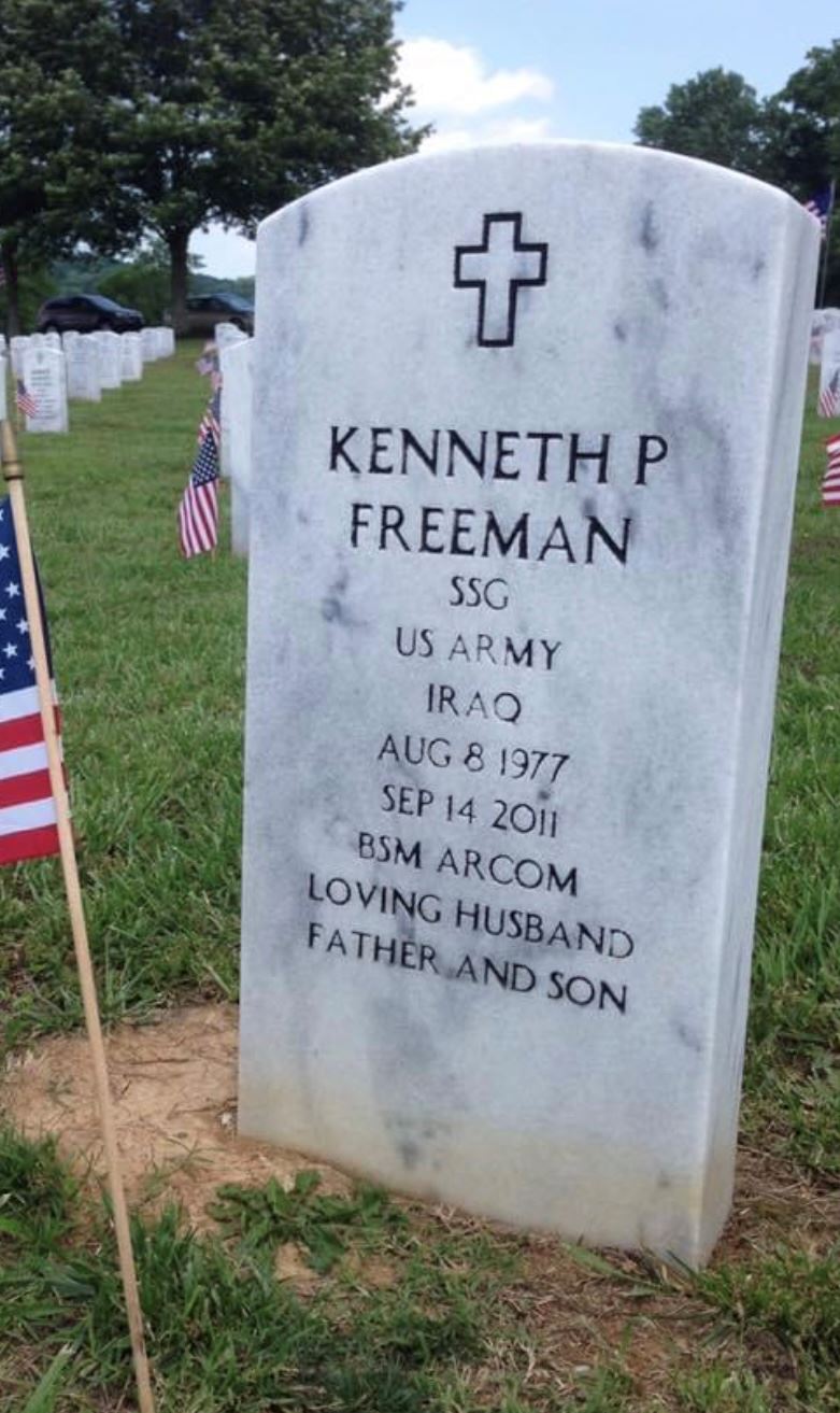 <i class="material-icons" data-template="memories-icon">stars</i><br/>Kenneth Freeman, Army, SSG<br/>Born 8/8/1977<br/>Passed on 9/14/2011<br/>Posted by: Amanda T.<br/><div class='remember-wall-long-description'>Kenny Freeman</div><a class='btn btn-primary btn-sm mt-2 remember-wall-toggle-long-description' onclick='initRememberWallToggleLongDescriptionBtn(this)'>Learn more</a>