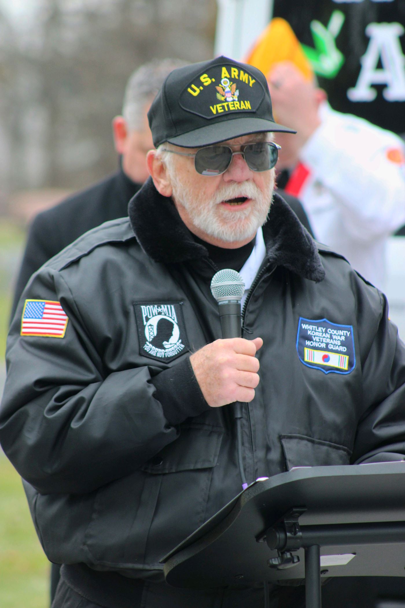 Bill Helm Army Veteran and member of the Whitley County Korean War Honor Guard, offers the opening ceremony George Washington Prayer<br>