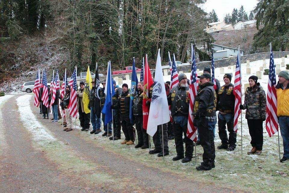 Combat Vets Motorcycle Association Along with members of the Washington Patriot Guard prepare for the ceremony.