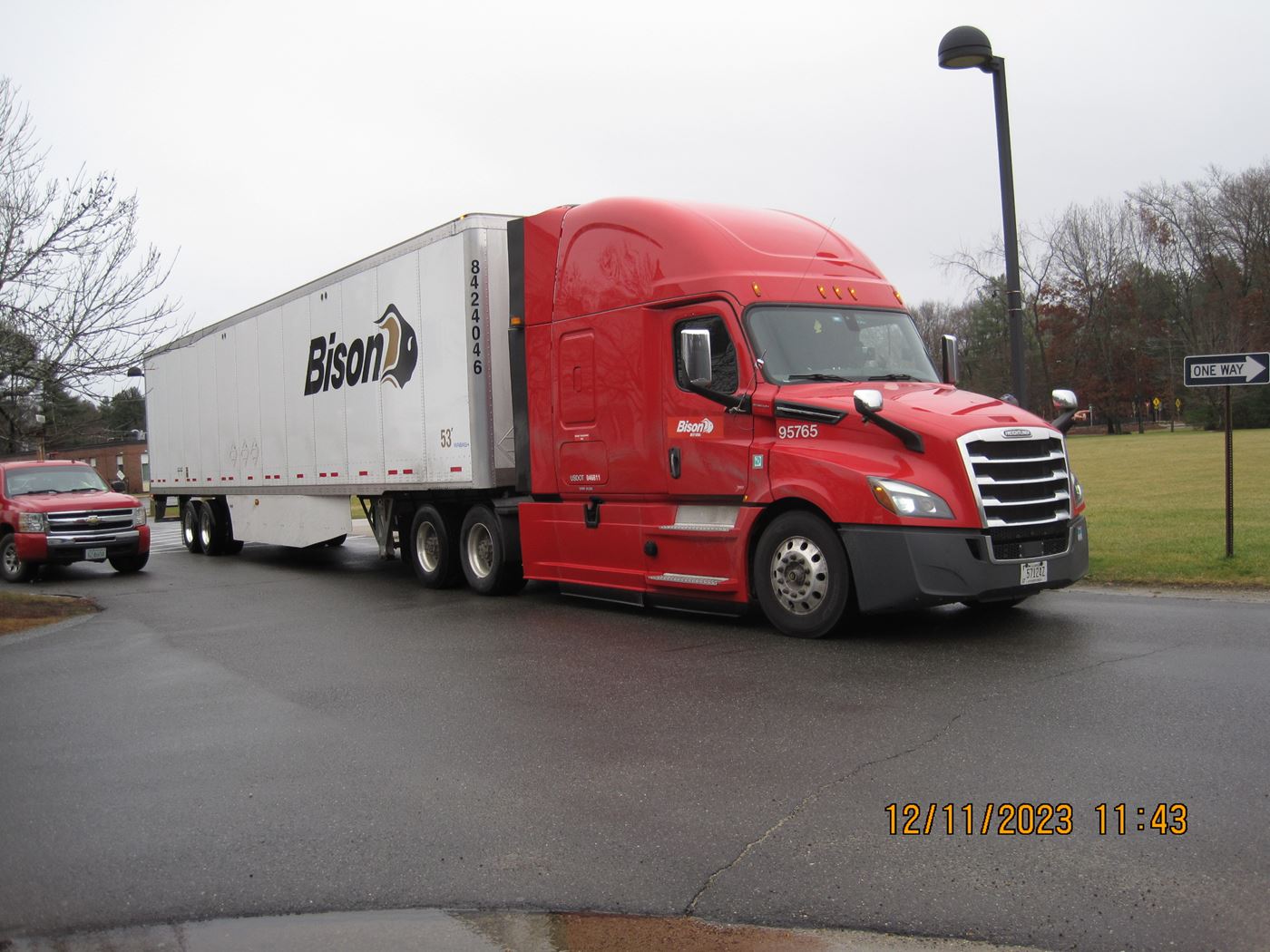 Bison Trucking volunteered to deliver wreaths to several locations<br>