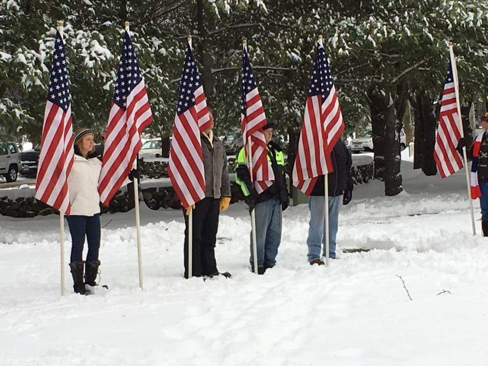 Connecticut Patriot Guard Riders Posting  Colors at the State Veterans Cemetery in Middletown on national Wreaths Across America Day December 17, 2016