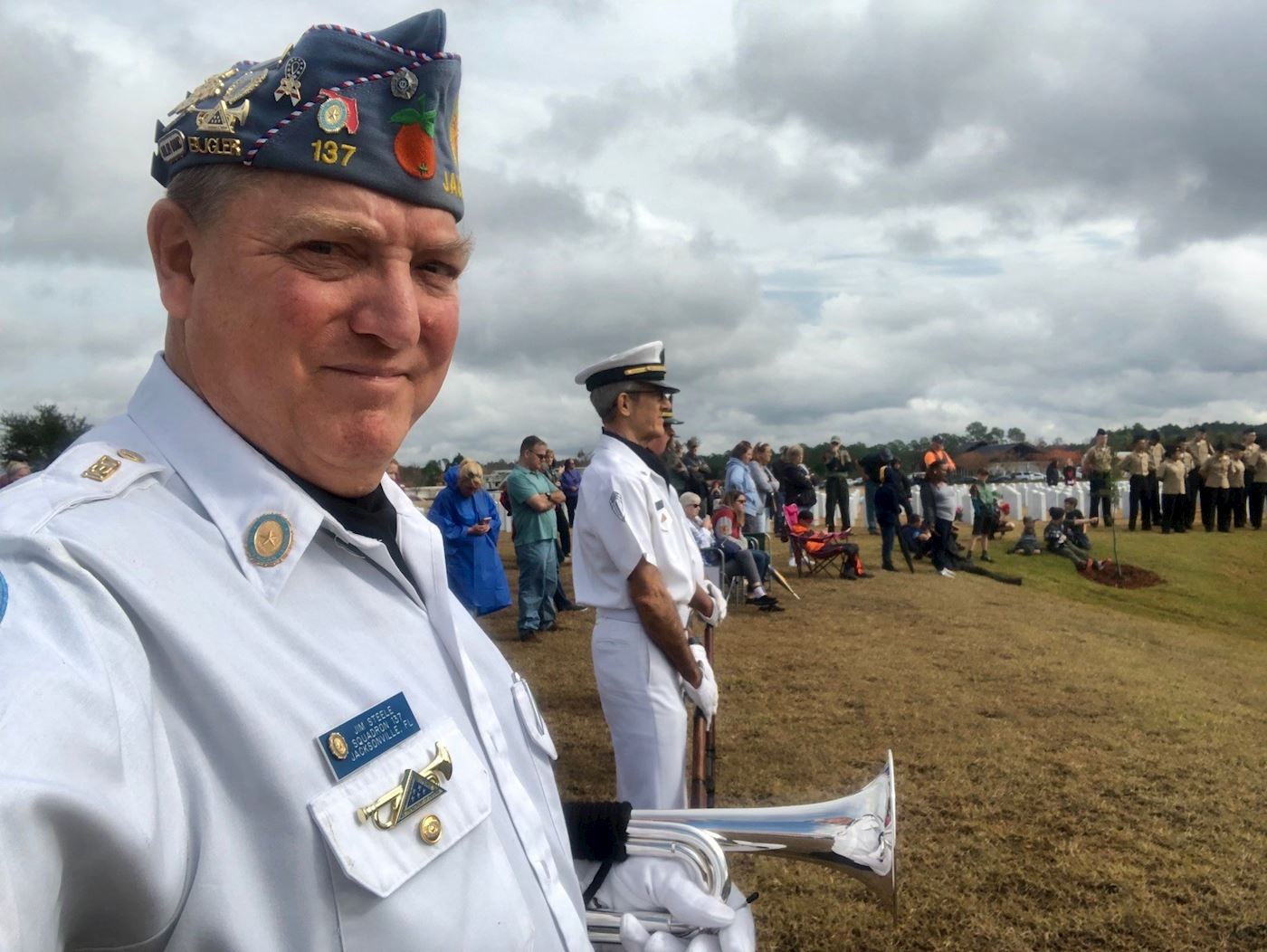 Jim Steele, Scoutmaster of Troop 522.  Taps Bugler for the WAA Day ceremony at JNC, 12/15/2018