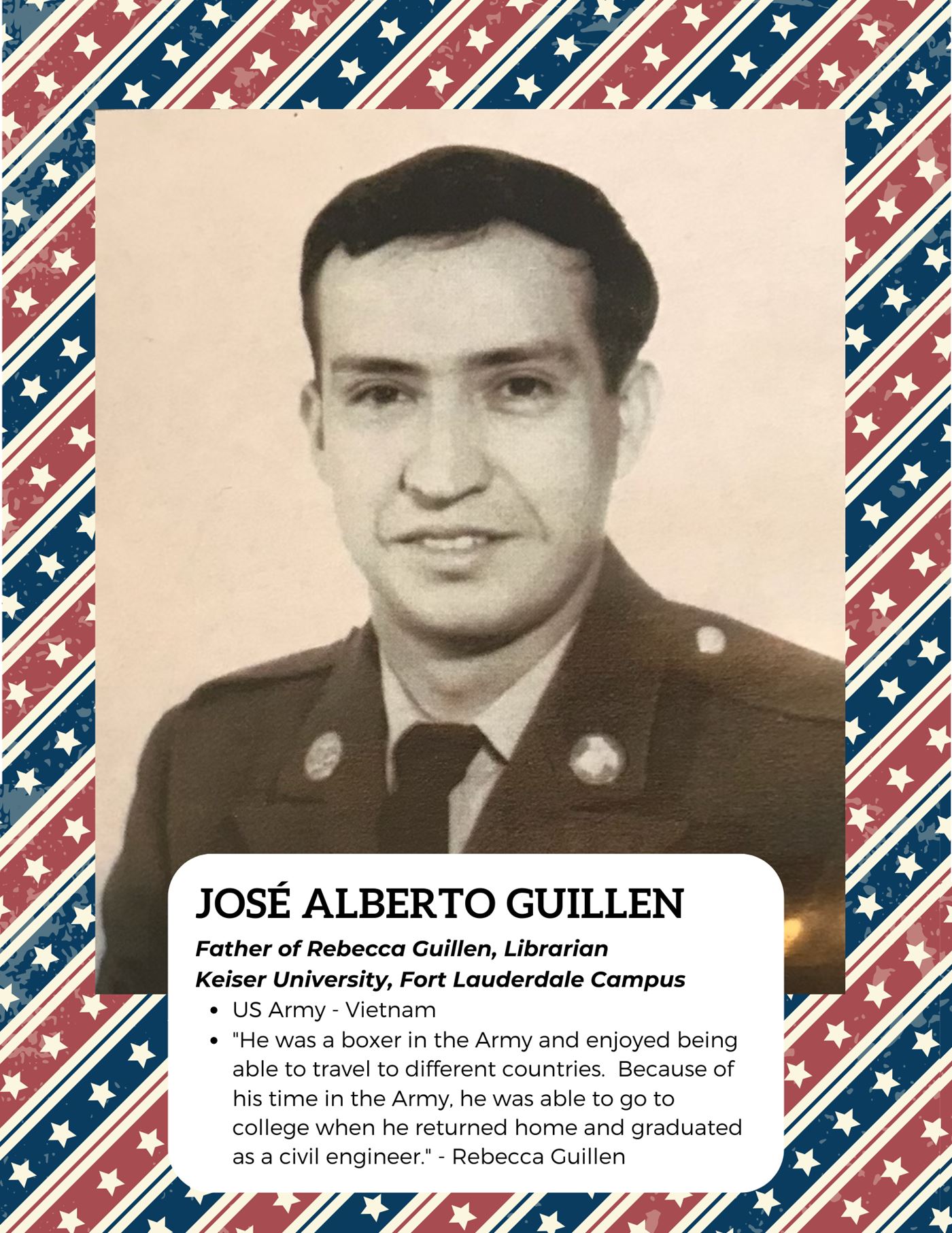 <i class="material-icons" data-template="memories-icon">chat_bubble</i><br/>Jose Alberto Guillen<br/><div class='remember-wall-long-description'>We miss you so much dad! We love you! Happy holidays to all the veterans and their families.</div><a class='btn btn-primary btn-sm mt-2 remember-wall-toggle-long-description' onclick='initRememberWallToggleLongDescriptionBtn(this)'>Learn more</a>