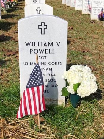 <i class="material-icons" data-template="memories-icon">account_balance</i><br/>William Powell, Marine Corps<br/><div class='remember-wall-long-description'>We love you and miss you.</div><a class='btn btn-primary btn-sm mt-2 remember-wall-toggle-long-description' onclick='initRememberWallToggleLongDescriptionBtn(this)'>Learn more</a>