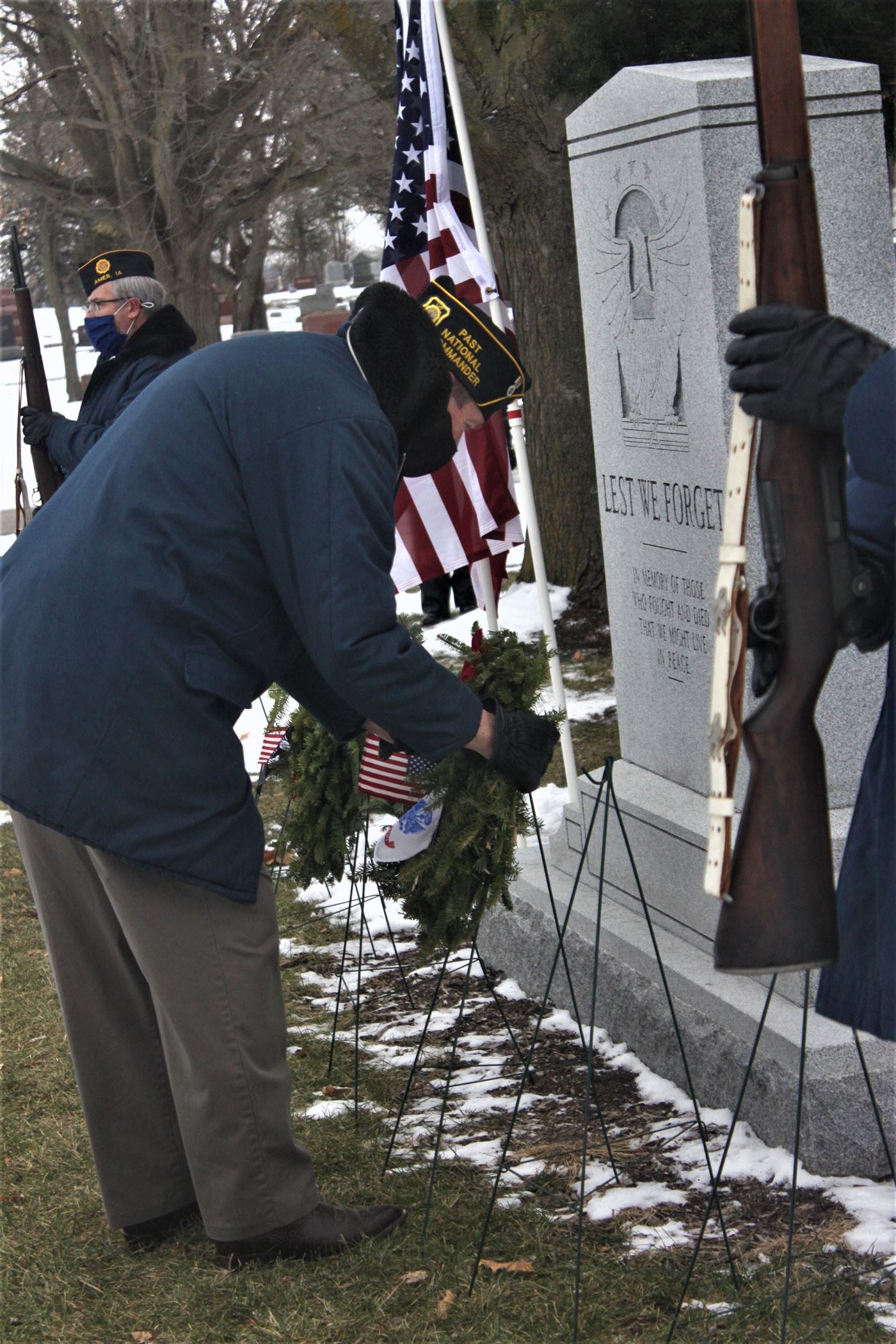 Legion Past Natl. Commander David Rehbein presents the US Army Wreath